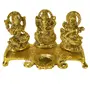 DreamKraft Metal Gold Plated Lakshmi Saraswati Ganesh with Deepak for Pooja and Festive Decoration Standard Gold, 2 image