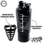 BOSTER RhinoX Gym Shaker 500 ML with Extra Compartment 100% Leakproof Ideal for Protein Preworkout and BCAAs BPA Free Material (Black), 3 image