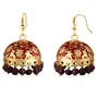 Spargz Women's Meenakari Jhumki Traditional Handcrafted Fashion Earrings And Red, 3 image