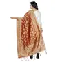 PERFECTBLUE Women's Kora Silk Banarasi Dupatta/Chunni Free Size Mustard, 3 image