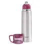 Milton Glassy 1000 Thermosteel 24 Hours Hot and Cold Water Bottle with Drinking Cup Lid 1 Litre Pink | Leak Proof | Office | Gym | Home | Kitchen | Hiking | Trekking | Travel, 7 image