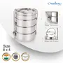 neelam Stainless Steel Four Compartment Tiffin Box with Lid Silver- 2100 ml, 3 image