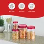 MILTON Vitro Plastic Pet Storage Jar and Container Set of 24 (6 pcs x 270 ml Each 6 pcs x 665 ml Each 6 pcs x 1.24 Ltrs Each 6 pcs x 1.85 Ltrs Each) Red Wine | Food Grade | Air Tight | BPA Free, 4 image