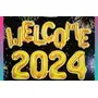 Christmas Vibes *Exclusive Welcome 2024" 16'Inches Golden FOIL for Happy New Year Celebration, 2 image