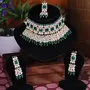 Sukkhi Traditional Wedding Wear Square Shape with Green Beads Choker Necklace & Earring Maangtikka Set(NS104838) One Size Metal Faux Beads, 3 image