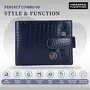 Hammonds Flycatcher RFID Protected Brown Nappa Leather Wallet for Men|5 Card Slots| 1 Coin Pocket|2 Hidden Compartment|2 Currency Slots, Croc Blue, Modern, 4 image