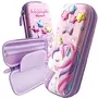 The Magic Makers 1Pc 3D Pencil Case Large Capacity Pencil Pouch Bag For Boys & Girls Students With Zip Closure Portable Stationery Bag Organizer Eva Unicorn Pink