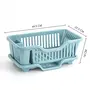 The Magic Makers Plastic Dish Drainer Drying Rack 3 In 1 Kitchen Sink Organisers Water Drain Tray Cutlery Spoon Holder Washing Sink Basket Utensils Plate Blue, 5 image