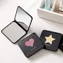 The Magic Makers Foldable Makeup Mirror Glass Pocket Mirror For Women Men Firls Vanity Mirror Portable Compact Size Mirror For Handbag Purse Black (Square Framed Tabletop Mount), 5 image