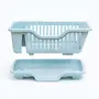 The Magic Makers Plastic Dish Drainer Drying Rack 3 In 1 Kitchen Sink Organisers Water Drain Tray Cutlery Spoon Holder Washing Sink Basket Utensils Plate Blue, 7 image