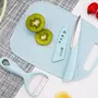 The Magic Makers Plastic Large Chopping Cutting Board For Kitchen (3 Pc Set) Vegetables Fruits & Cheese With Knife And Vegetable Peeler Bpa Free Eco-Friendly Anti-Microbial (25 X 18 Cm Blue), 7 image