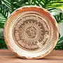RAIMA CRAFTS Copper Handmade Pooja Thali/Plate with Om Symbol and Gayatri Mantra in Center Religious Gift Item Festival/Diwali Gift Item Pooja Plate-10 Inches Medium Copper Brown