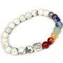 Crystu Natural Howlite Bracelet 7 Chakra with Buddha Head Crystal Stone Bracelet for Reiki Healing and Crystal Healing Stones (Color : Multi), 4 image