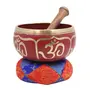 TIBETAN RITUAL CURTAIN Tibetan Relaxing Om Singing Bowl/Cushion/Mallet (Red)