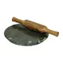 RAJASTHANI PUPPETS Marble Chakla/Rolling Pin Board/Roti Phulka Chapati Maker/Belan/Rolling Pin for Kitchen (Combo of Green Chakla 10 Inch & Wood Belan)