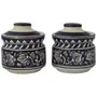 JAIPUR BLUE POTTERY Ceramic Jars and containers set | pickle jars for kitchen storage | spice jars for kitchen | ceramic jars for kitchen storage | jar set for kitchen |jars & containers Set of 2 | Each 350 ML | Blue