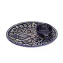 JAIPUR BLUE POTTERY Ceramic Decorative Pooja Thali with Attached Diya Handmade Plate Hand Painted | Blue | 10 Inch | Can Be Used for Serving Snacks and Breakfast with Attached Dip Bowl