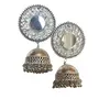 TIBETAN JEWELLERY Mirror Jhumka Earring with Ghunghroo Traditional Oxidised Metal Earrings for Women Afghan Earrings Big Earrings Brass Jewelry for Women Earrings for Ladies Tribal Earring Diwali Jewellery