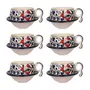 JAIPUR BLUE POTTERY Cup Plate Set of 6 Handmade Gifts Items | Tea Cups Set of 6 with Saucer | Tea Cups Set of 12 | Ceramic Cup and Saucer Set | Blue Pottery Cup Set (Red) | Microwave Safe Plates and Cups