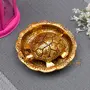 RAJASTHANI METAL HANDICRAFTS Gold Plated Kachua Plate Feng Shui Tortoise On Plate Metal Turtle Decorative Gift (10x10CM)