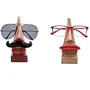WOOD CRAFTS OF RAJASTHAN Wooden Nose Shaped Spectacle Specs Eyeglass Holder Stand with Moustache - Set of 2-10 cm