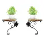 WOOD CRAFTS OF RAJASTHAN Wood and Wrought Iron Wall Bracket Wall Shelf Glossy FinishSet of 2 Black