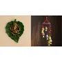 JAIPUR STONE WORK Lord Ganesha on Green Leaf & Cotton Door Hanging (Multicolour_5.5X5.5X19 Inch) (STRBEL500)