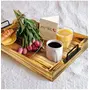 WOOD CRAFTS OF RAJASTHAN Wooden Pine Wood Serving Tray | Tray for Kitchen | Kitchen Ware Accessories | Wooden Natural Tray (20 inch)