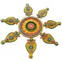 BIKANER GANGAUR IDOL Beautiful Wooden Handmade Yellow Round Shape 1 Set Festival Folding Rangoli (15x15 inch)