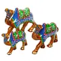 WOOD CRAFTS OF RAJASTHAN Paper Mache Handcrafted Decorative Camel Showpiece Idols Set of 3 (White-Orange)