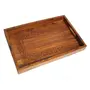 WOOD CRAFTS OF RAJASTHAN Rosewood Sheesham Wood Handmade & Handcrafted Wooden Carving Serving Tray (Carved Design) (Size: 12 inch x8 inch x2 inch)