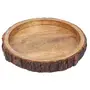 WOOD CRAFTS OF RAJASTHAN Beautiful Table Decor Round Shape Wooden Serving Tray/Platter for Home and Kitchen (BAKKEL Tray 10 inch)