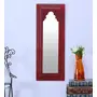WOOD CRAFTS OF RAJASTHAN Minaret Vintage Distressed Wooden Mirror Frame (Red)