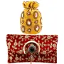 RAJASTHANI GOTA  PATTI PRODUCTS Velvet and Silk Jaipuri Clutch Handmade Handbag (Red Yellow)