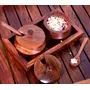 WOOD CRAFTS OF RAJASTHAN Wooden Serving Trays Jar Set with Tray and Spoon 60 ML 2 PiecesIn Sheesham Wood Brown Spice Condiment Box For Home Kitchen & Restaurants Dcoration