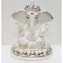 CHURU SILVERWARE Ceramic Lord Ganesh Idol 8x7x7 cm Silver