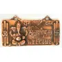 CHURU SILVERWARE Metal Welcome Plate - 9.5 Inch - Wall Hanging - Ganesh And Shubh Labh Design - Showpiece - Home Decor - Unique Gifts
