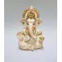 CHURU SILVERWARE Peach Ivory Finish Ganesha Idol Car Dashboard Idol Home Decor Gifting Diwali Showpiece 3.5" Inches