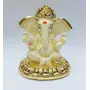 CHURU SILVERWARE Ceramic Ganesha Car Dashboard Idol 8x7x7cm Gold and Off White