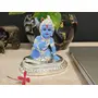 CHURU SILVERWARE Ceramic Krishna Idol 8x8x8cm Silver and Blue