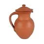 TERRACOTTA POTTERY OF RAJASTHAN Classic Handmade Natural Terracotta Clay Earthen Water Jug 1 Litre Water Storage/eco Friendly top Two Piece