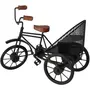 WROUGHT IRON CRAFTS Wood Wrought Iron Mini Rickshaw | Showpiece for Living Room | Toy Gifts Showcase Display Home Desktop Decor | Showpiece for Living Room | Toy for Kids | Indoor Toys - Black