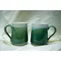 Green Ceramic Coffee Mug Set of 2
