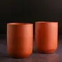 TERRACOTTA POTTERY OF RAJASTHAN Exclusive Range Unglazed Handmade Clay Glass Set of 2/ Earthen Glass for MilkTeaCoffee/Mud Glasses/Mitti Ke Glass/Ayurvedic Item (with Mirror Finish) + ASH for Cleaning(250ml)