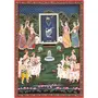 PICHWAI- PAINTED TEMPLE HANGING Large Pichwai Painting Shrinathji Darshan on Goverdhan Hill Size 24X34 Inches