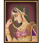PICHWAI- PAINTED TEMPLE HANGING - Indian Lady Decorative Embossed Painting - (Hand Painted on Wood) (8x10 inches Unframed) L1