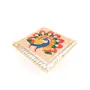 MEENAKARI ENAMEL PRODUCTS Minakari Puja Chowki Bajot | Compact Pooja Chowki for Small Spaces - Peacock Design (4 Inch Golden) - for Festivals Puja Home Decor and Return Gifts