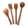 SAHARANPUR HANDICRAFTS Multipurpose Serving and Cooking Set for Non Stick Spoon for Cooking Baking Kitchen Tools Essentials Wooden Non Stick Wooden Serving and Cooking Spoon Kitchen Utensil (Set of 4)