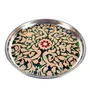MEENAKARI ENAMEL PRODUCTS Pooja Thali Designer Stainless Steel Decorative Meenakari Pooja Plate (Green) 9 Inch for Home Dcor/Pooja & Gifts