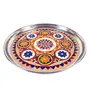 MEENAKARI ENAMEL PRODUCTS Pooja Thali Flower Design Stainless Steel Decorative Meenakari Pooja Plate (Multicolor|11 Inch) for Home Dcor/Pooja & Gifts
